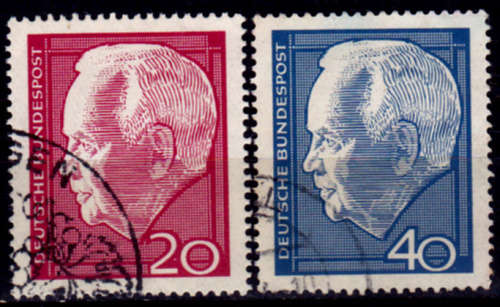 GERMANY 1964, 1 July. Heinrich Lübke, set, UNH, CV+/- R 10.00 view scans