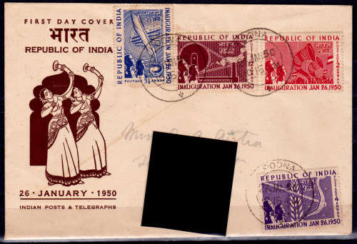 INDIA 1950, 26 Jan. Inauguration of Republic, FDC, CV+/- R ?? view scans