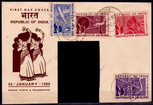 INDIA 1950, 26 Jan. Inauguration of Republic, FDC, CV+/- R ?? view scans