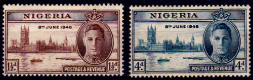 NIGERIA 1946, 21 Oct. Victory, set, MH, CV +/-R 10.00 view scans