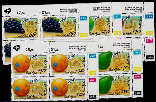 RSA 1994,  28 Jan. Export Fruits, set controls, MNH, CV R 136.00 view scans