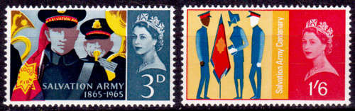 ENGLAND 1965, 9 Aug. 100th Anniv of Salvation Army, set, MNH, CV +/-R 25.00 view scans