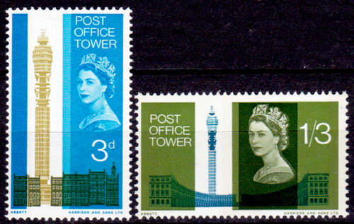 ENGLAND 1965, 8 Oct. Opening PO Tower, London, set, MNH, CV +/-R 10.00 view scans