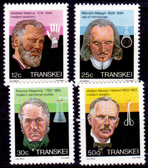 TRANSKEI 1985, 20 Sept. HEROES of MEDICINE, 4th issue, set, MNH, CV R 10.00 view scans