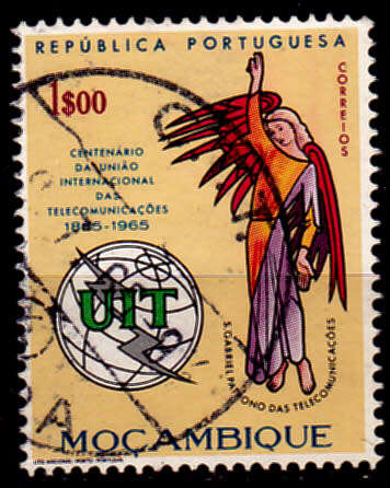 MOZAMBIQUE 1965, 17 May. 100th ANNIV ITU, single, UNH, CV +/-R 5.00 view scans