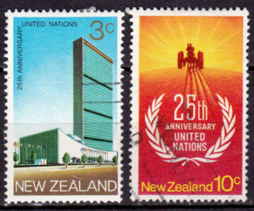 NEW ZEALAND 1970, 24 June, 25th Anniv of UN, set, UH, CV +/-R 15.00 view scans