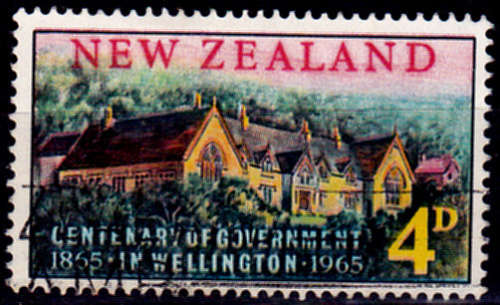 NEW ZEALAND 1965, 28 July. 100th ANNIV GOVERNMENT WELLINGTON, single, UH, CV +/-R 5.00, view scans