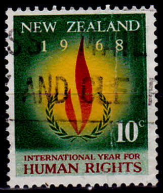 NEW ZEALAND 1968, 19 Sept. HUMAN RIGHTS YEAR, single, UH, CV +/-R 10.00, view scans