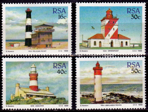 RSA 1988, 9 June. LIGHTHOUSES, set, MNH, CV R 10.00 view scans