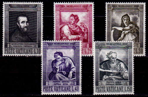 VATICAN CITY 1964, 16 June. MICHELANGELO, set, MNH, CV +/- R 30.00 view scans