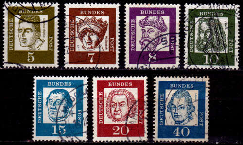 GERMANY 1961, FAMOUS GERMANS - NORMAL WHITE PAPER, set, UH, CV +/-R 70.00 view scans