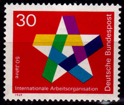 GERMANY 1969, 28 April. 50th ANNIV ILO, single, MNH, CV +/-R 10.00 view scans