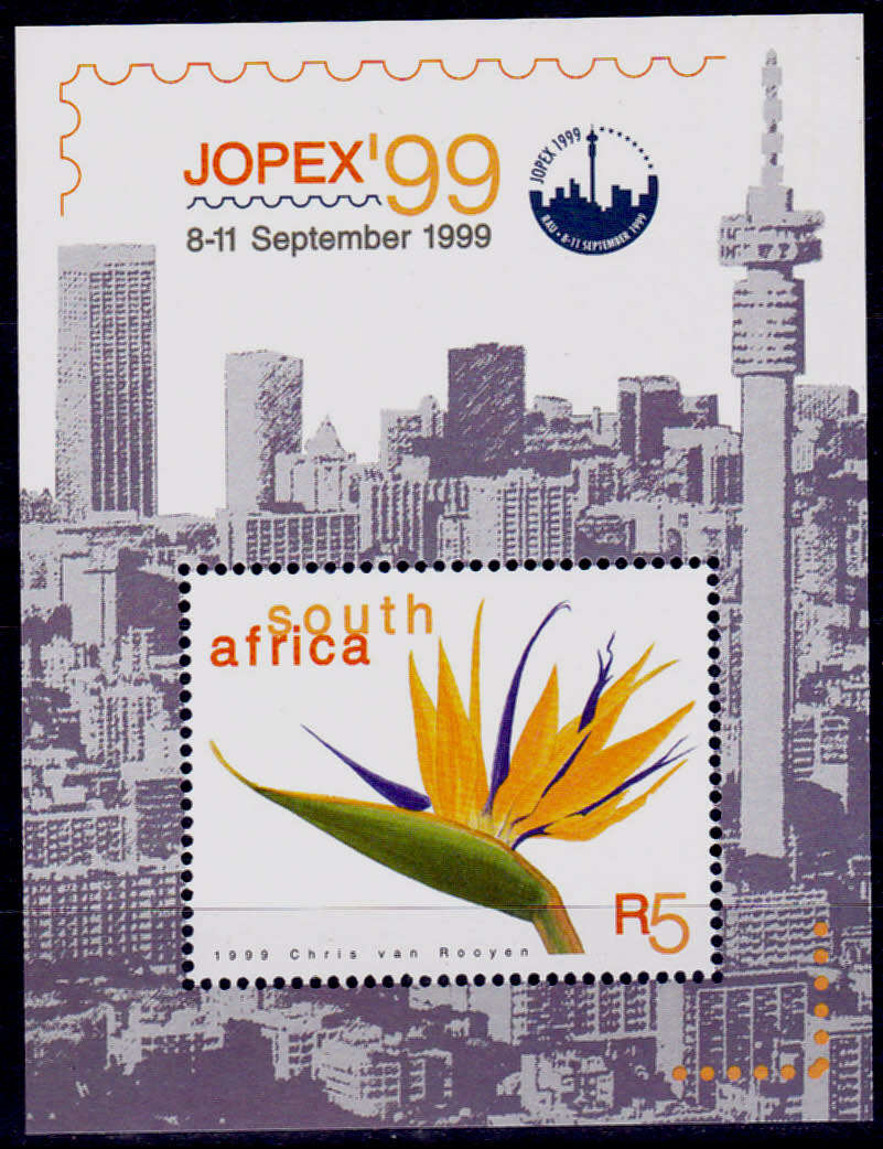 RSA 1999, 8 Sept. JOHANNESBURG STAMP EXHIBITION, minisheet, MNH, CV R 70.00, view scans