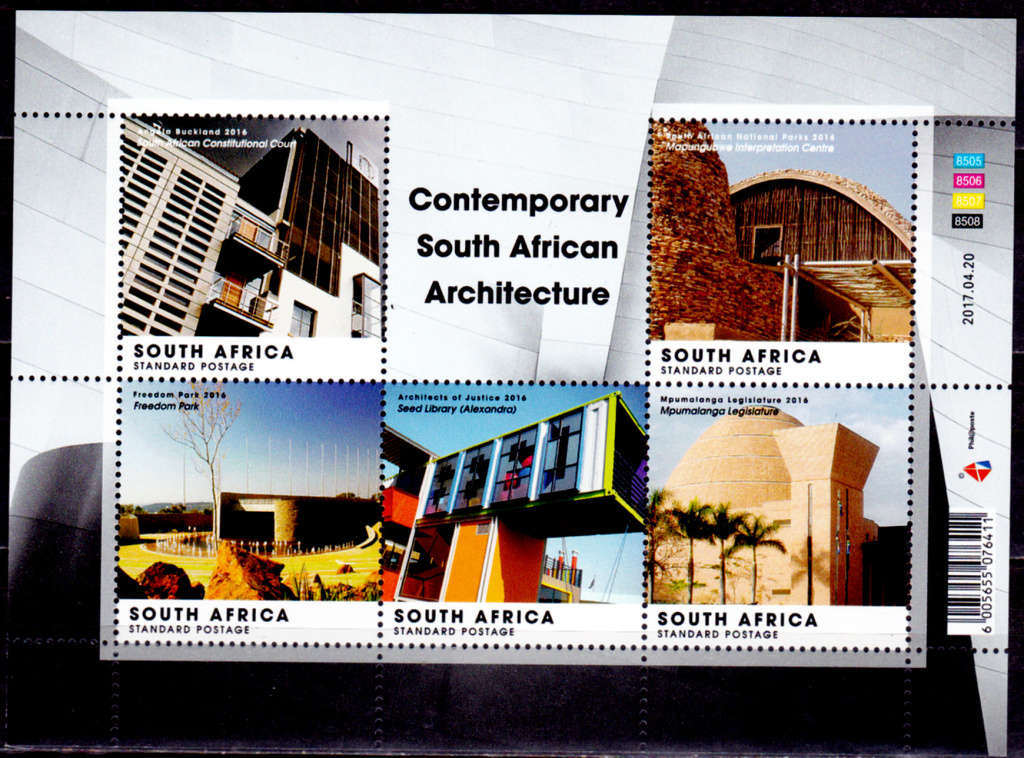 RSA 2017, 20 April. SA ARCHITECTURE, sheetlet, MNH, CV R 200.00 view scans
