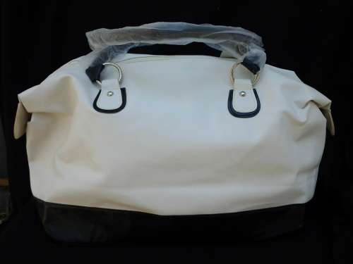 Large White and Black Overnight bag