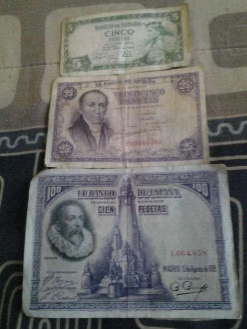 3 Spain Peseta Bank Notes