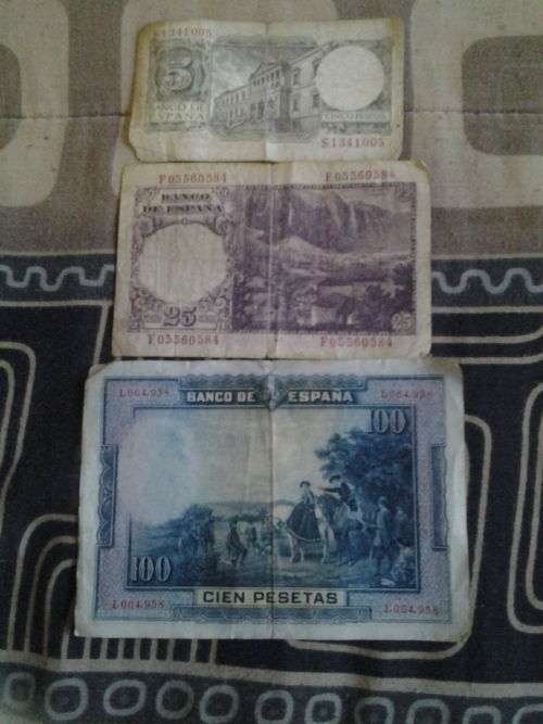 3 Spain Peseta Bank Notes