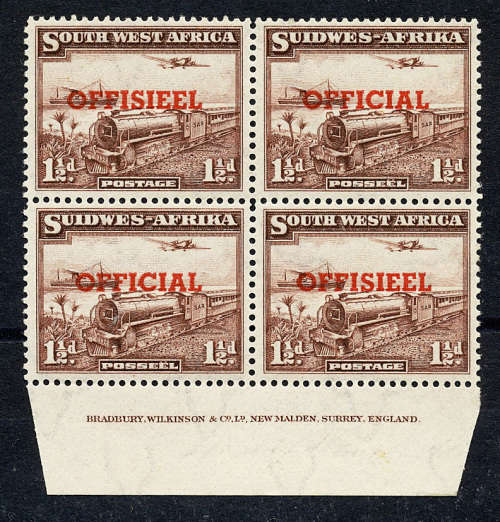 SWA. 191951-52. 1½d transposed overprint. Inscription pair. U/M