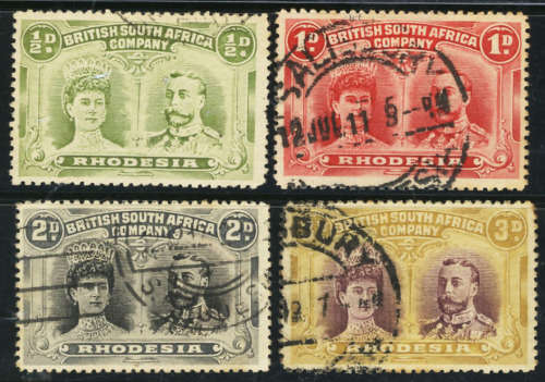 Rhodesia. 1910-16 Double Heads. ½d 1d 2d 3d used.