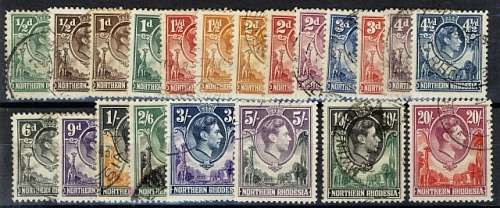 Northern Rhodesia.1938-52 Definitive set of 21. Used.