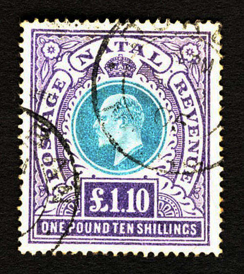 Natal.1902-03. £1.10s Green and Violet. Used. SACC 125.