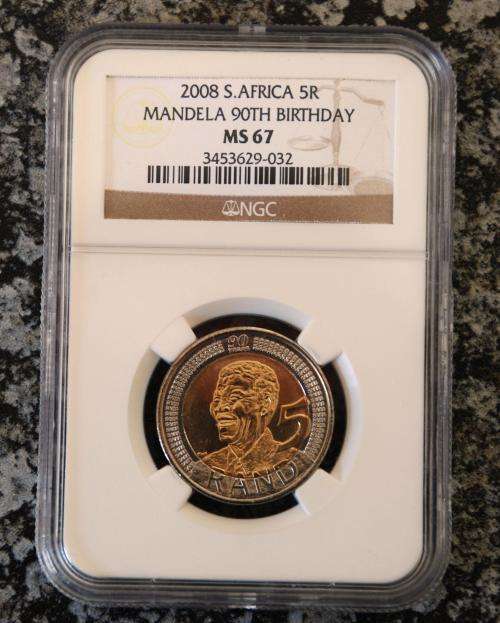 WOW - 2008 S.Africa 5R Mandela 90th Birthday - NGC Graded - MS67