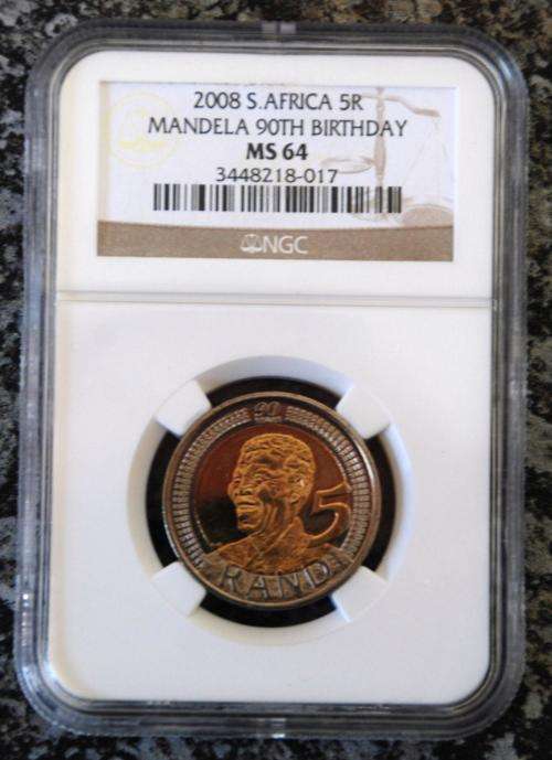 WOW - 2008 S.Africa 5R Mandela 90th Birthday - NGC Graded - MS64
