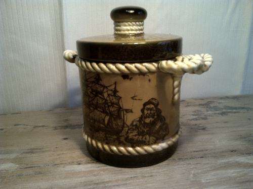 Vintage Nautical ceramic Cookie jar or ice bucket  with compass lid