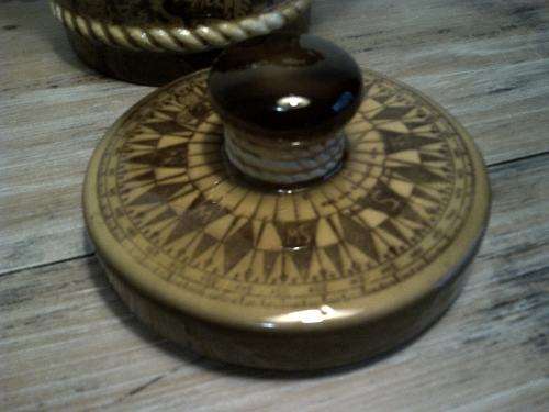 Vintage Nautical ceramic Cookie jar or ice bucket  with compass lid