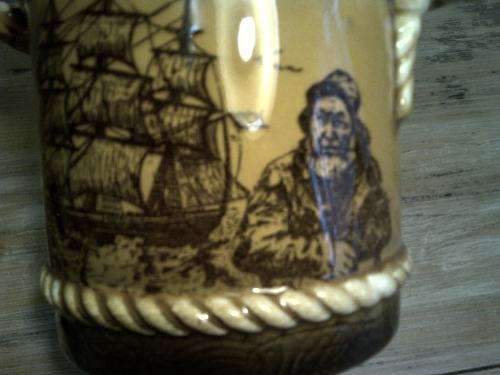 Vintage Nautical ceramic Cookie jar or ice bucket  with compass lid