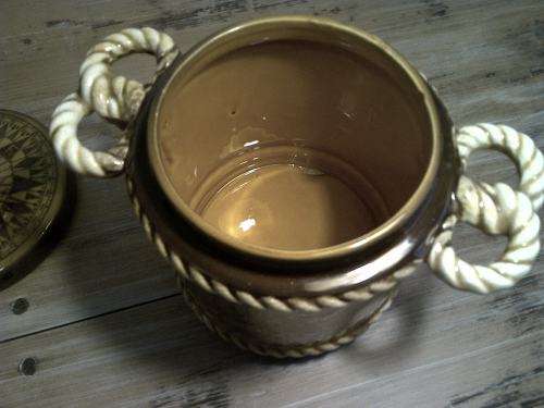 Vintage Nautical ceramic Cookie jar or ice bucket  with compass lid