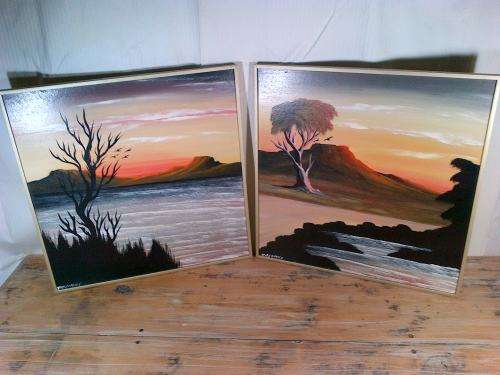 Two Original framed Oil Paintings of a river scene signed by Salimus.