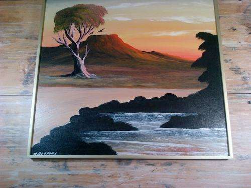 Two Original framed Oil Paintings of a river scene signed by Salimus.