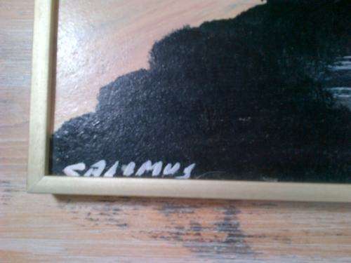 Two Original framed Oil Paintings of a river scene signed by Salimus.