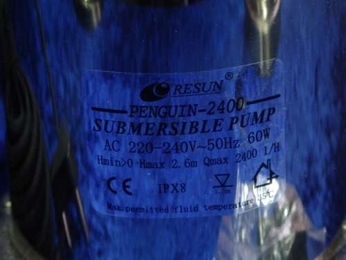 Resun Penguin 2400L/H submersable Water Pump - Stainless steel
