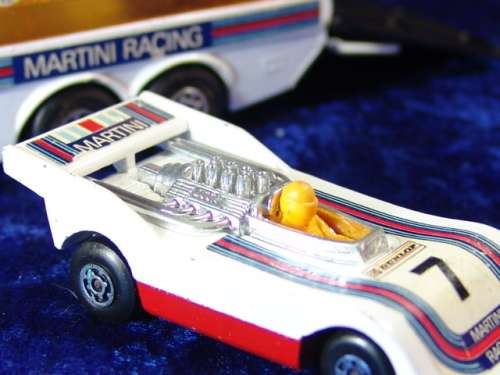 Vintage large Dunlop Matchbox Super kings Racing car Transporter with racing car - 1972