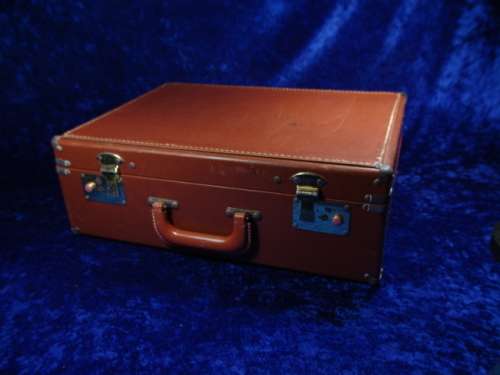 Vintage Brown Faux Leather Travelling Suitcase - excellent condition
