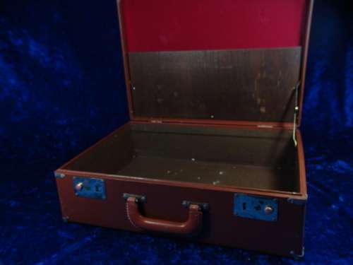 Vintage Brown Faux Leather Travelling Suitcase - excellent condition