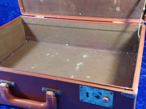 Vintage Brown Faux Leather Travelling Suitcase - excellent condition