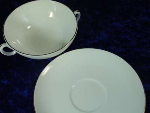 Constantia porcelain Double handle soup Cups and Saucers x 12