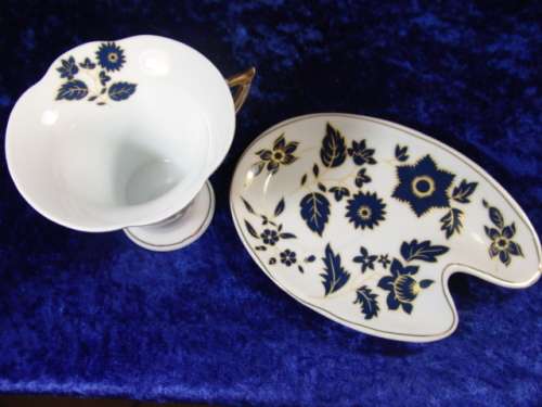 Vintage porcelain Snack Tray Plate and Cup