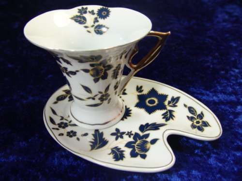 Vintage porcelain Snack Tray Plate and Cup