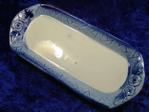 Vintage delft style blue and white, Cow shaped Creamer with tray