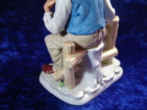 Vintage porcelain hand painted Figurine - Old man with Dog