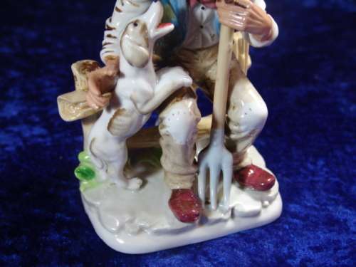 Vintage porcelain hand painted Figurine - Old man with Dog