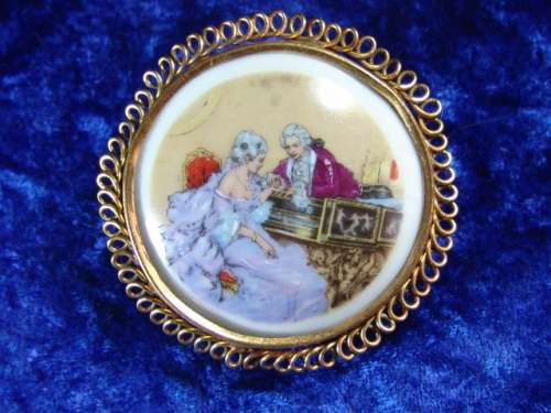 Vintage miniature porcelain and brass Limoges collectables - hand painted