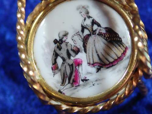 Vintage miniature porcelain and brass Limoges collectables - hand painted