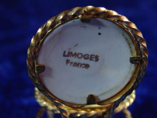Vintage miniature porcelain and brass Limoges collectables - hand painted
