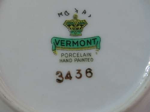 Vintage Royal Vermont porcelain hand painted Plates x 2 - No.3436