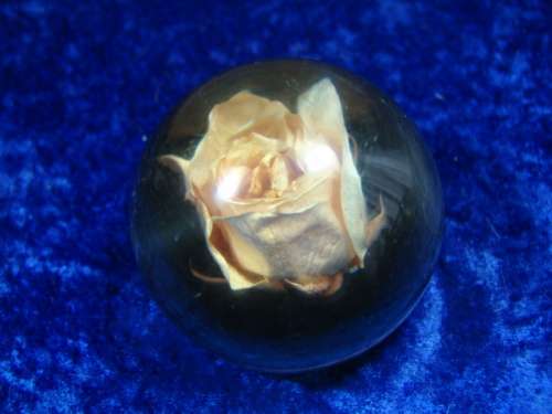 Vintage Glass and rose Paperweight - 1960's